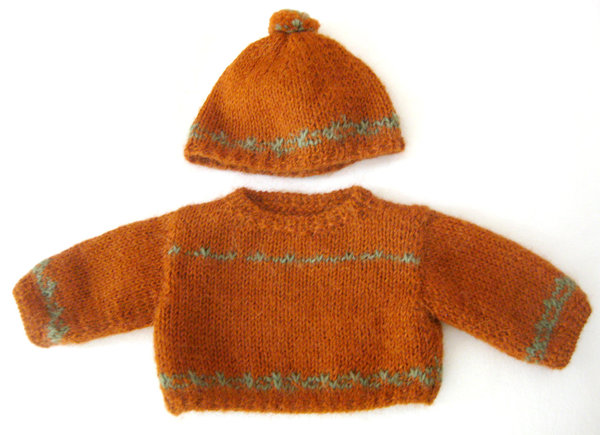 Pullover und Mütze 700022 für kleine Puppe